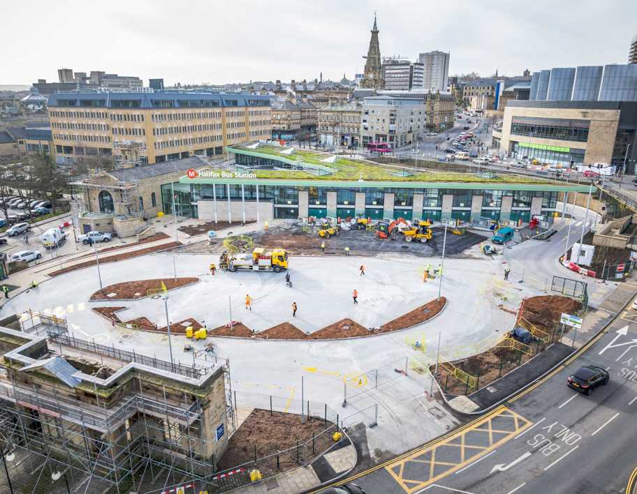Hardicrete and line marking during construction of Halifax Bus Station 