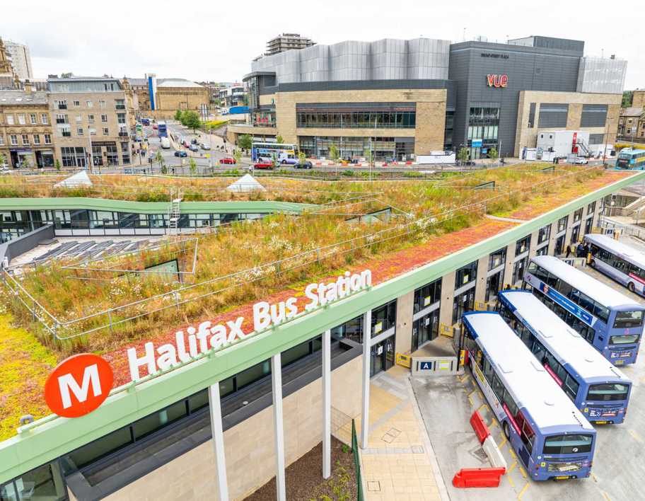 The green roof at Halifax bus station