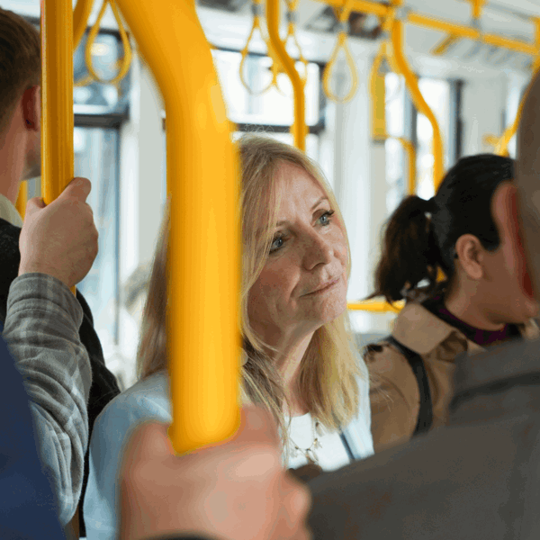 Tracy Brabin on a tram
