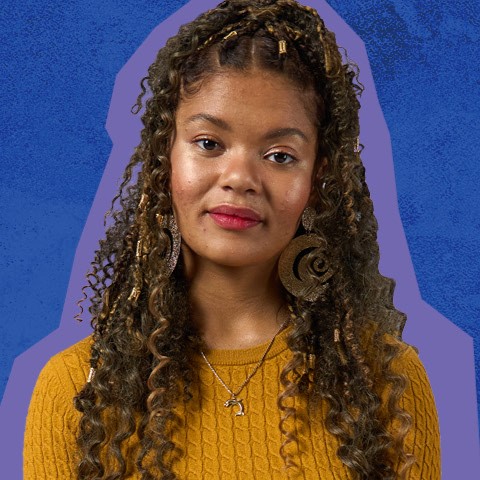 A young woman sat down