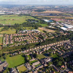 Aerial view of houses in Pontefract, Wakefield