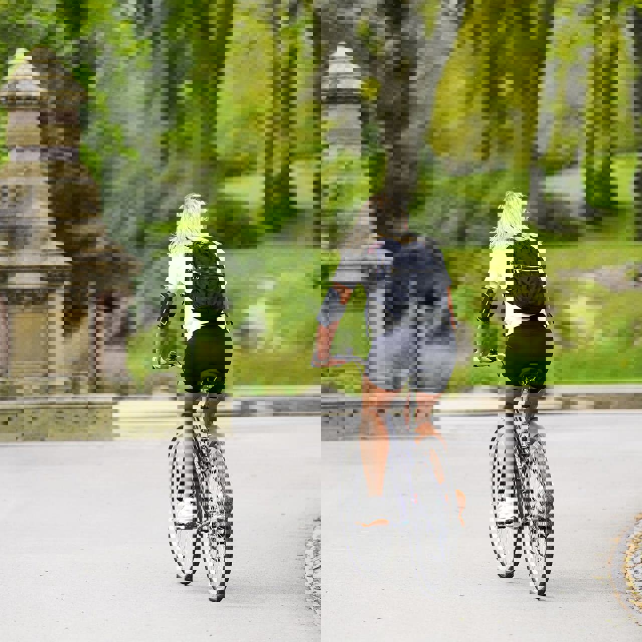 Cyclist at Greenhead park in Huddersfield