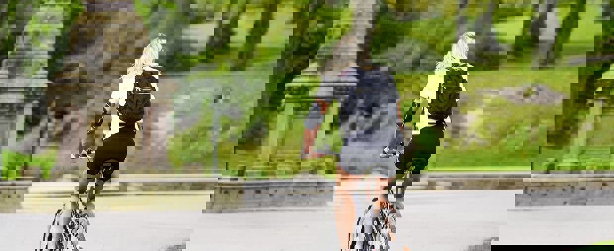 Cyclist at Greenhead park in Huddersfield