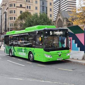 Electric bus at Park Row in Leeds