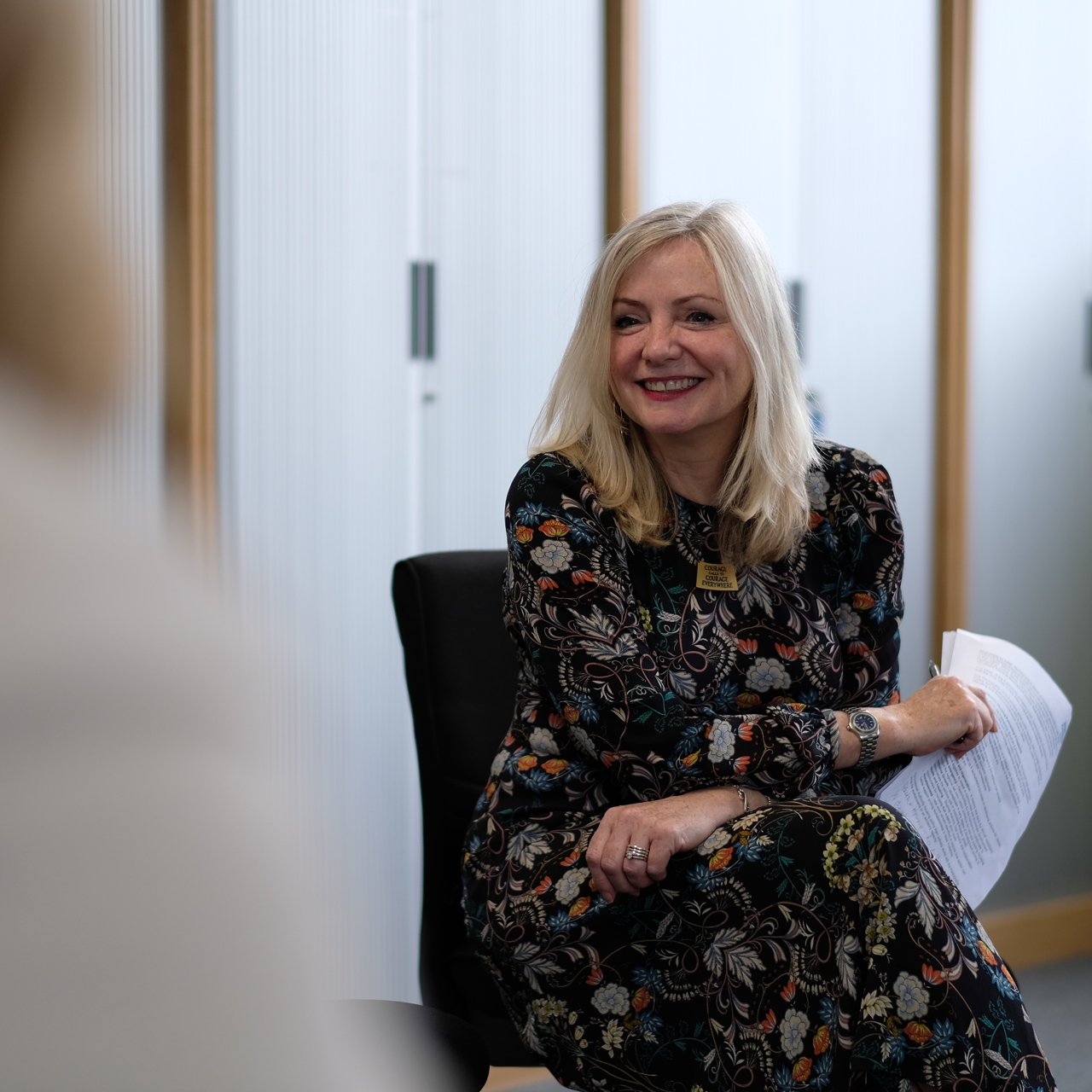 Tracy Brabin sitting in a chair