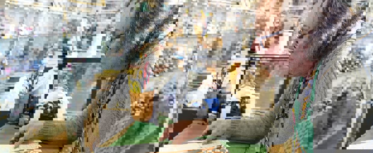 Shop owner in Piece Hall